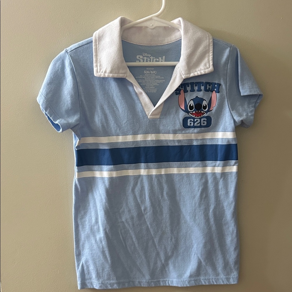Disney Stitch Kids Polo - Light Blue and White